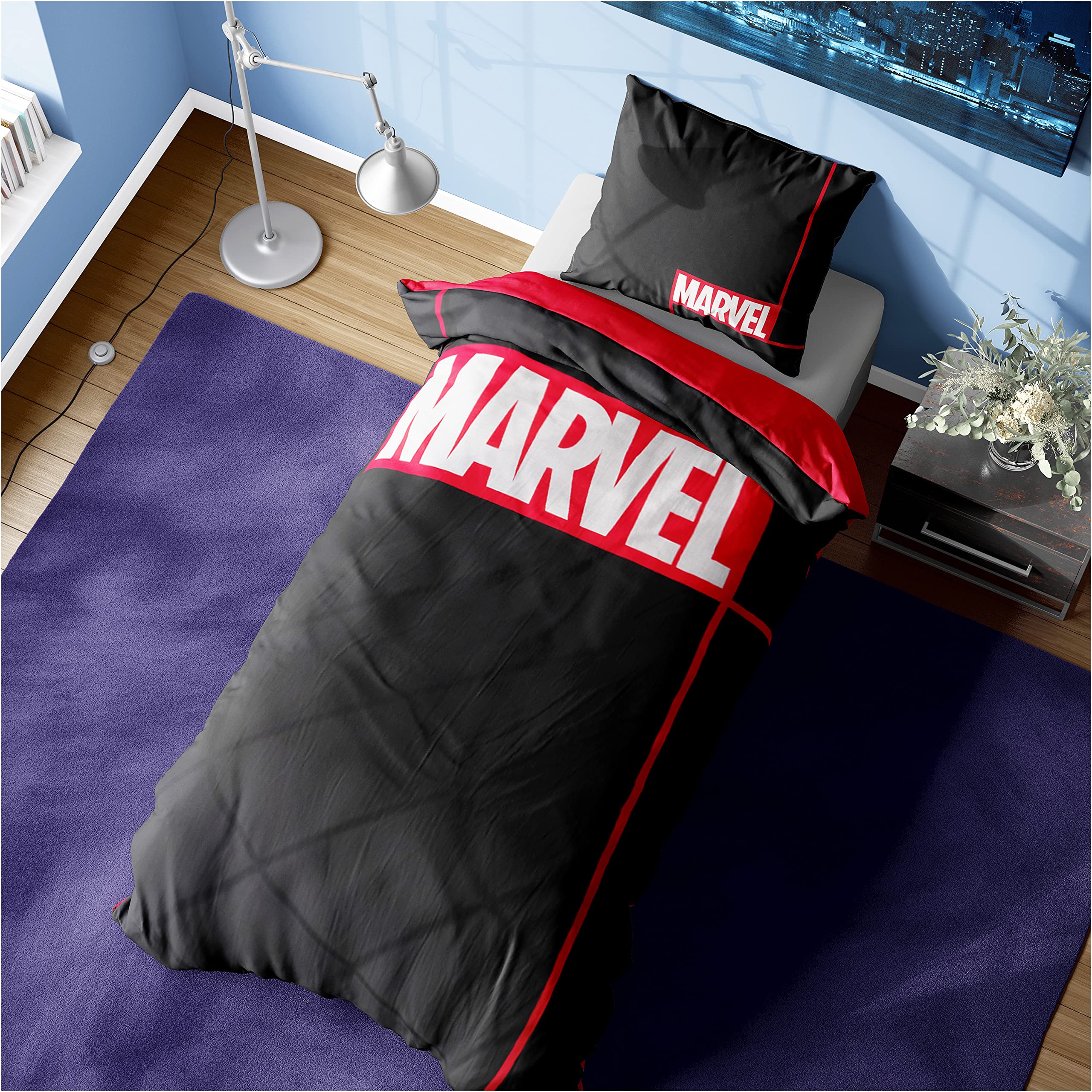 Marvel Kids Bedding Single or Double Duvet Set with Pillow Cases, Reversible (Single)