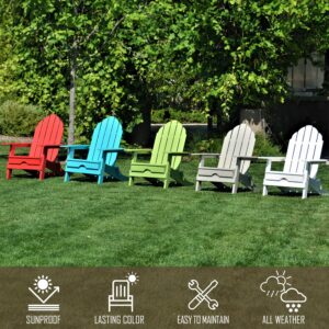 Resin TEAK Folding Adirondack Chair Set of 4, All Weather Folding Plastic Outdoor Chairs for Fire Pit, Campfire, Patio, Porch, Comfortable Seat for Long Relaxation, Up to 300 lb Capacity - Grey