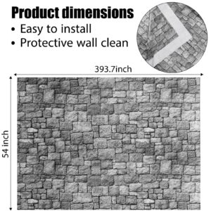 Chuangdi Brick Stone Wall Stone Wall Scene Setter Brick Sheet Wallpaper Curtains Door Removable Brick Tablecloth Photo for Halloween Mardi Gras Party Home Decoration(4.5 x 33 Ft, 2 Sheet)