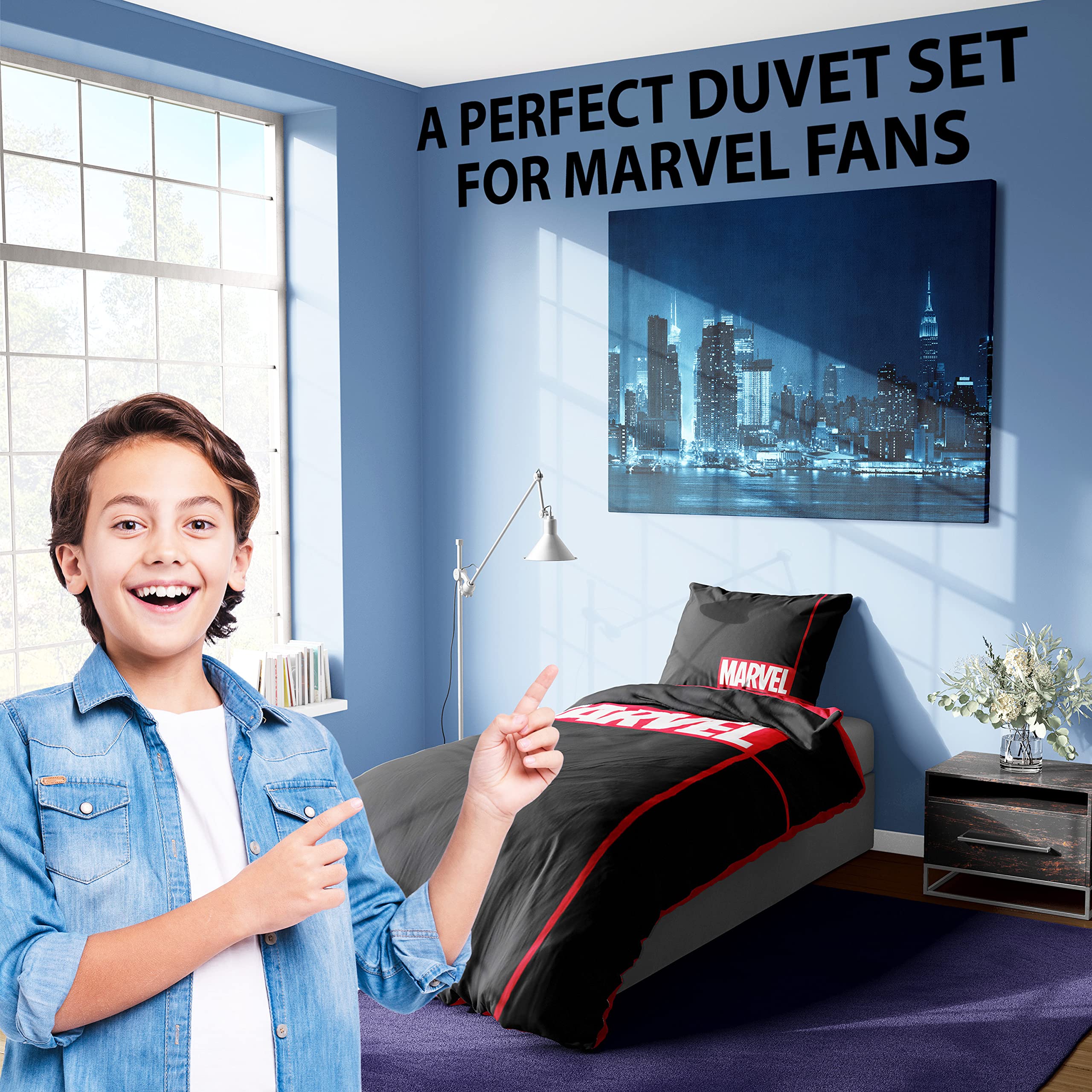 Marvel Kids Bedding Single or Double Duvet Set with Pillow Cases, Reversible (Single)