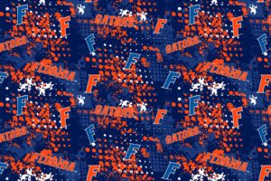 university of florida cotton fabric by sykel-licensed florida gators splatter cotton fabric