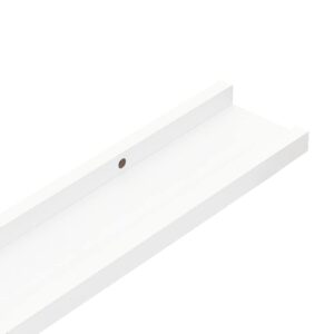 homiuse 2 Pack Floating Shelves 23.6" Wall Shelves for Bathroom Shelf Decor Floating Shelf Bracket Wall Mounted Shelves for Bedroom Picture Frame Ledge Shelves for Wall Storage Small Shelf White MDF