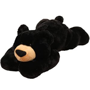 ronivia weighted stuffed animals, weighted bear stuffed animal toy cute black bear plush pillow weighted plush animals toy, 11.8"