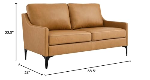 Modway Corland Upholstered Leather, Loveseat, Tan