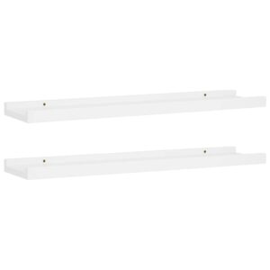 homiuse 2 Pack Floating Shelves 23.6" Wall Shelves for Bathroom Shelf Decor Floating Shelf Bracket Wall Mounted Shelves for Bedroom Picture Frame Ledge Shelves for Wall Storage Small Shelf White MDF