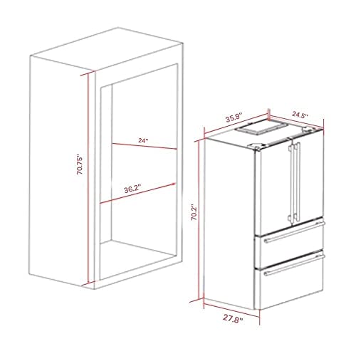 Forno Salerno 36" Side-by-Side Refrigerator and Freezer with 20 Cubic Ft.- Stainless Steel French Door Built-In Ice Maker Fridge