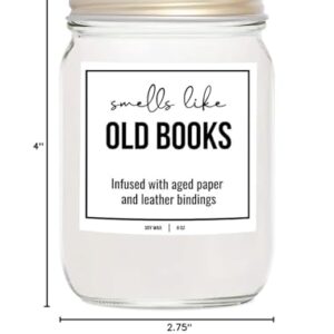 YouNique Designs Book Lovers Candle - White Soy Candles for Home Scented Book Lovers Gifts for Women, Funny Book Candles Gifts for Women, 8 oz, Old Books Scented Candles