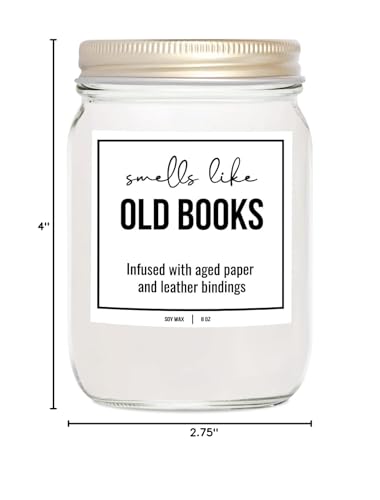 YouNique Designs Book Lovers Candle - White Soy Candles for Home Scented Book Lovers Gifts for Women, Funny Book Candles Gifts for Women, 8 oz, Old Books Scented Candles