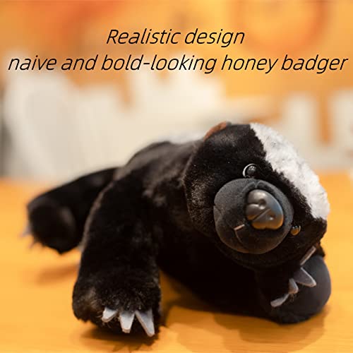 FRANKIEZHOU Honey Badger Stuffed Animal-Black 15.75",Realistic Badger Plush Toy, Honey Badger Stuffed Toy,Soft and Durable, Toy for Boy,Girl Toys,Gifts for Kids,Pillow Animals, Home Decor,Hugging Toy