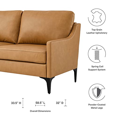 Modway Corland Upholstered Leather, Loveseat, Tan