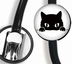 stethoscope tag,steth id tag,nurse badge (black cat)