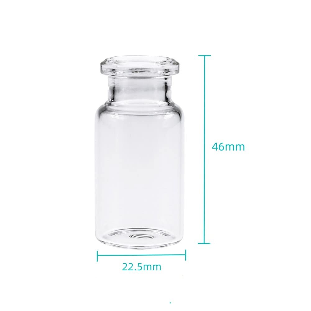 Borosilicate Glass Standard Crimp Headspace Vial,10ml Capacity,Flat Bottom,Beveled Finish, 22.5x46mm, Pack of 100