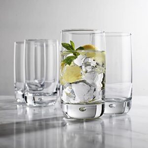 Set of 4 Highball Glasses 16 Oz Collins Cocktail Drinking Glass Cups, Bubble Base Glassware for Water, Juice, Cocktails, Beer Pint Glasses, Modern Basic Tumblers.