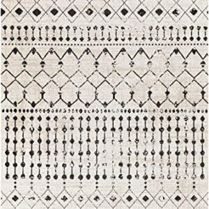 Mark&Day Washable Rugs, 8x10 Mary Global Cream Area Rug, Black Beige Carpet for Living Room, Bedroom or Kitchen (7'10" x 10', Machine Washable)