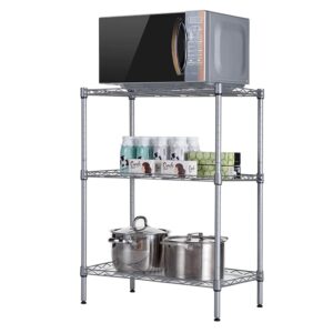 3 tier adjustable storage shelf metal storage rack wire shelving unit storage shelves metal 500lbs capacity 11.8" d x 21.6" w x 31.5" for pantry closet kitchen laundry silver