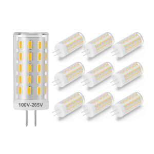 yosenmi g4 led bulb ac/dc 100v-265v 5w, 40w g4 base halogen bulb replacement, 3000k warm white, non-dimmable g4 light bulb 10-pack