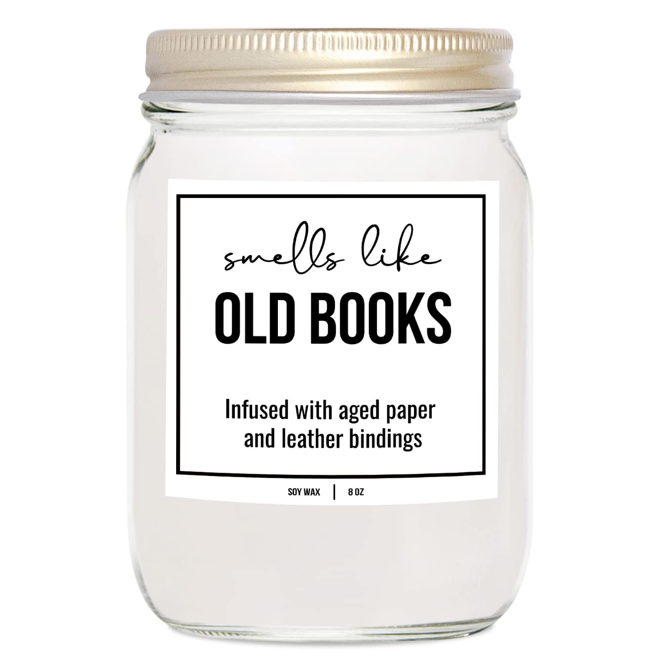 YouNique Designs Book Lovers Candle - White Soy Candles for Home Scented Book Lovers Gifts for Women, Funny Book Candles Gifts for Women, 8 oz, Old Books Scented Candles