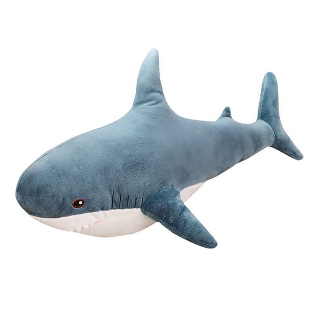 OUKEYI 30 Inch Giant Shark Stuffed Animal Pillow, Soft Shark Toys Big Shark Plush Pillows for Kids,Comfortable Sleeping Pillow Back Cushion Doll Gift for Kids(Blue)