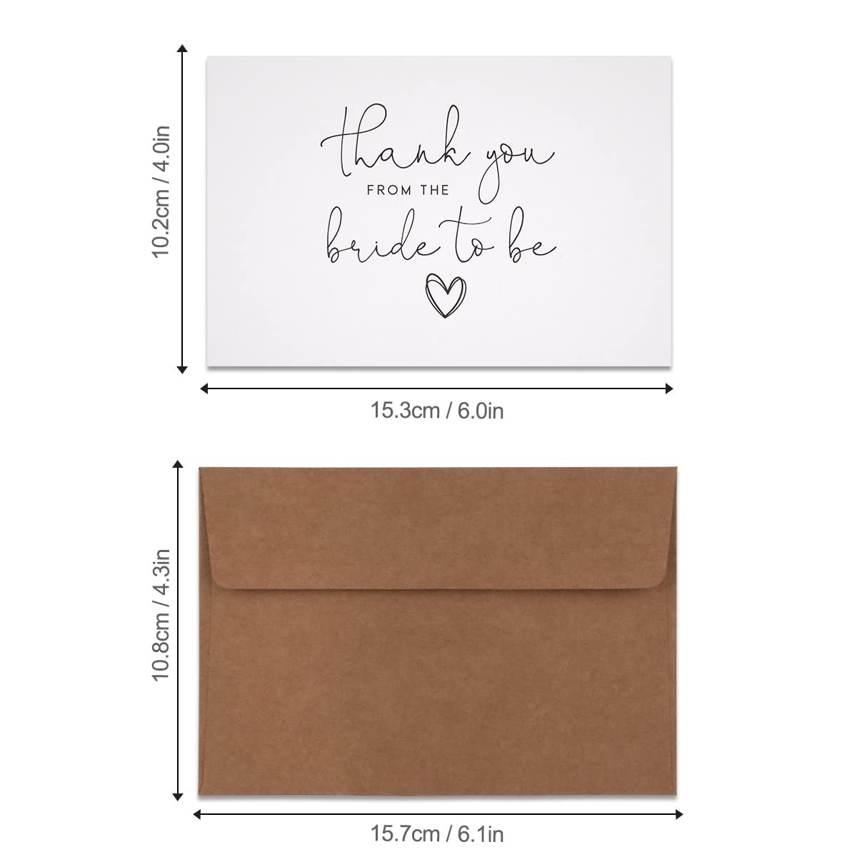 All Ewired Up Thank You From The Bride To Be Heart Cards with Kraft Envelopes, Box of 30, Folded, Tented, Bulk, Wedding, Bridal Shower, Bachelorette Party, Hen's Night, Rehearsal Dinner