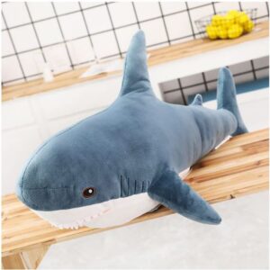 OUKEYI 30 Inch Giant Shark Stuffed Animal Pillow, Soft Shark Toys Big Shark Plush Pillows for Kids,Comfortable Sleeping Pillow Back Cushion Doll Gift for Kids(Blue)