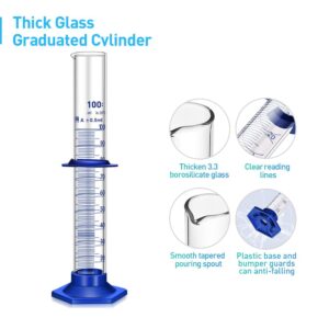 5PCS Graduated Cylinder Measuring Cylinder Thick Glass Lab Cylinders (100ML)