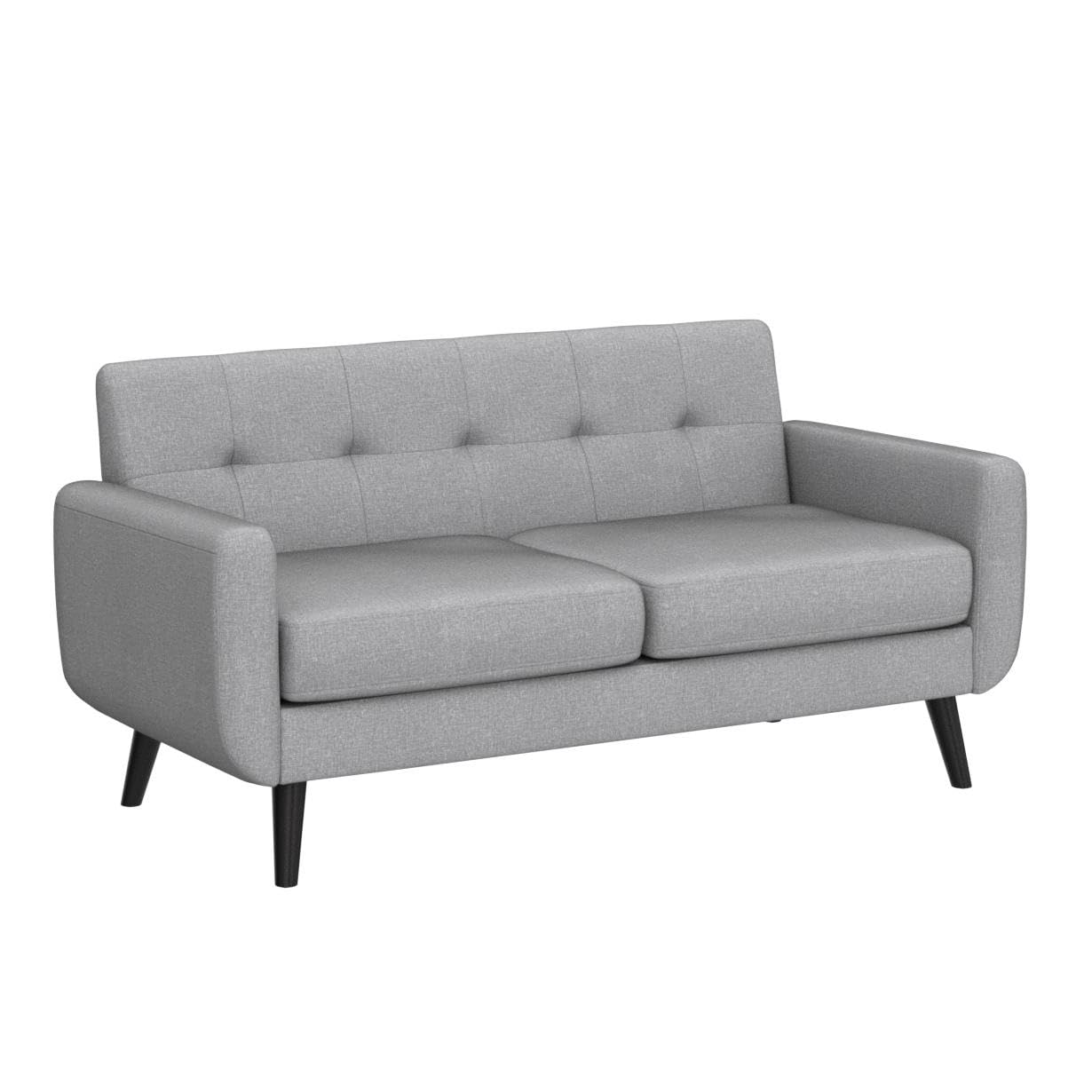 ZAFLY 68" Loveseat with Button Tufed Upholstered 5.9" Cushion, Comfy Fabric Sofa Couch Wooden Legs, and Padded Seat for Living Room, Bedroom，Apartment, Office(Light Gray)