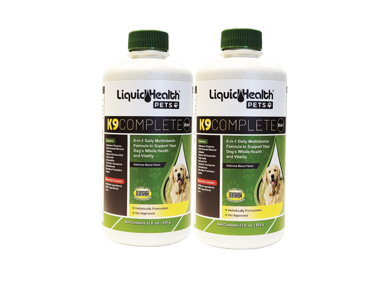 LiquidHealth 32 Oz K9 Complete 8-in-1 Liquid Multivitamin for Dogs & Puppies, All in One Complete Formula, Senior Puppy Dog Diet, Canine Vitamins, Skin and Coat, Joint Health, Immune Support (2 Pack)