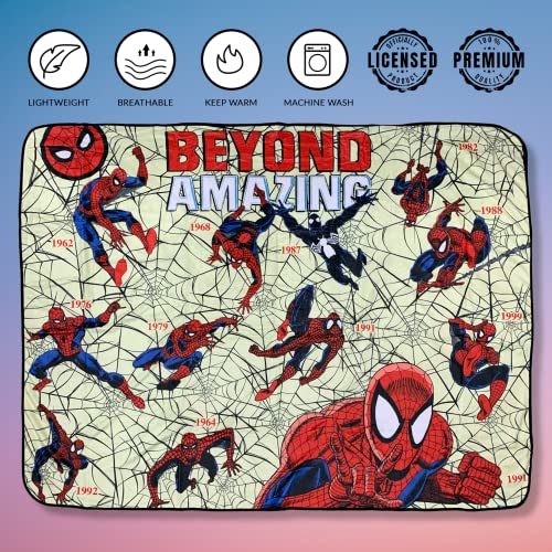 Marvel Spider-Man Beyond Amazing 60th Flannel Fleece Throw Super Soft Lightweight Fleece Blanket 45 x 60 Inches