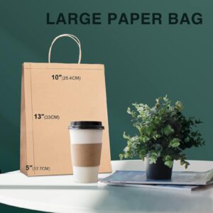 METRONIC Paper Gift Bags 10x5x13 50Pcs, Brown Kraft Paper Bags Medium Size with Handles, Gift Wrap Bags for Business, Heavy Duty Bulk Paper Shopping Bags for Clothing, Retail, Merchandise