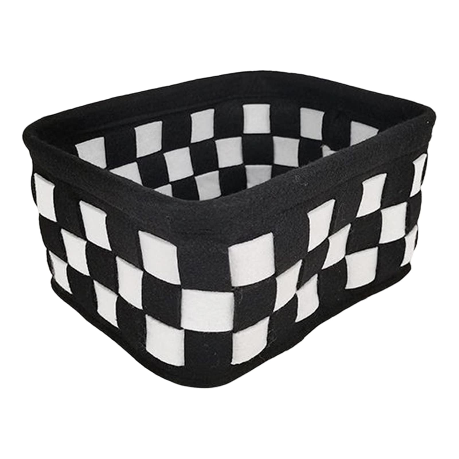 curfair Storage Basket Black and White Checkerboard Desk Makeup Organizer Large Opening Black White S