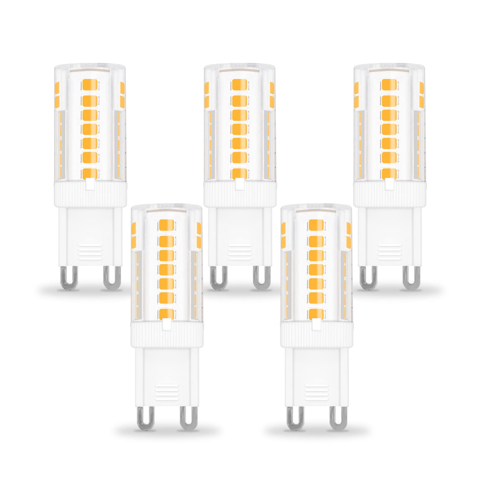 ZHENMING 3.5W G9 LED Bulb Dimmable 40W Halogen Equivalent, Warm White 3000K 460LM 120V G9 Bi Pin Base Light Bulbs for Chandelier Lighting, 5 Pack