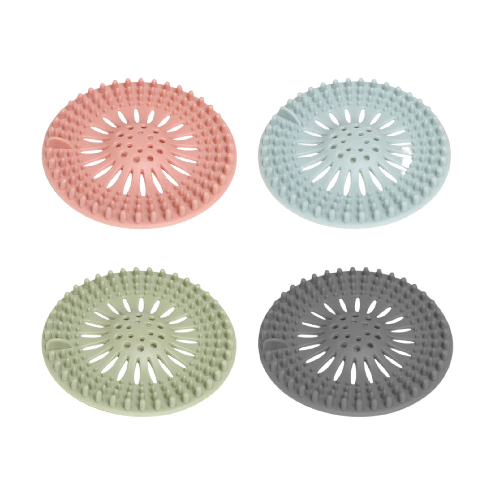 BEIJIALY 4 Pcs Drain Hair Catcher Round Silicone Hair Stopper Strainer Covers Drain Protectors with Suction Cups Easy to Install and Clean Suit for Bathroom Bathtub Kitchen