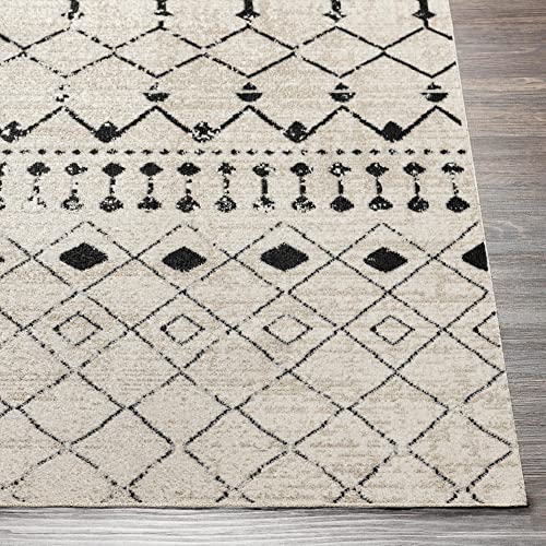 Mark&Day Washable Rugs, 8x10 Mary Global Cream Area Rug, Black Beige Carpet for Living Room, Bedroom or Kitchen (7'10" x 10', Machine Washable)