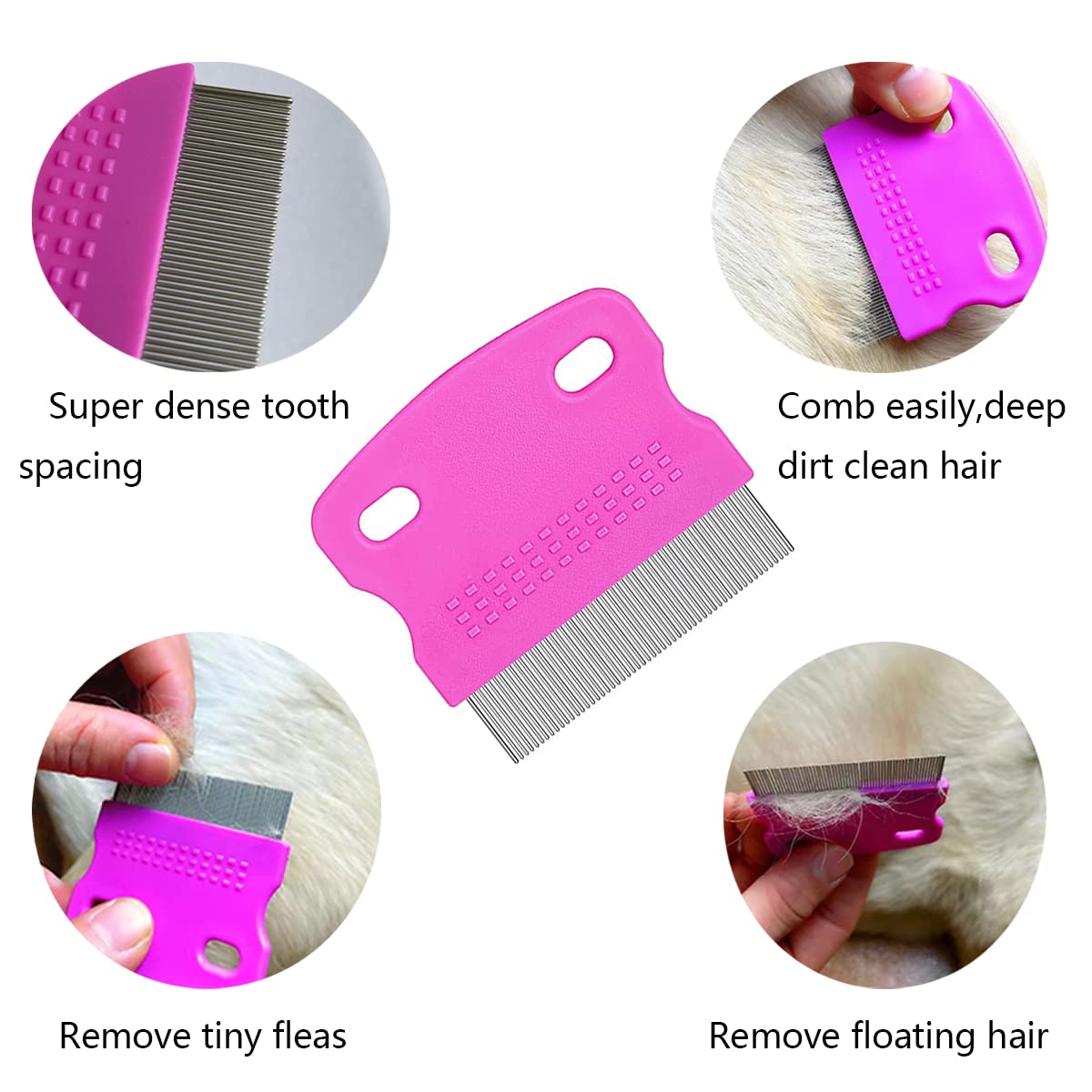 Hsathoac 9 Pieces Pet Flea Lice Comb, Dog And Cat Tear Stain Remover Comb, Remove Eye Mucus Crust Dandruff Floating Hair. Pet Grooming Comb Kit For Long And Short Haired Dog Cat(Blue,Rose Red, Green)