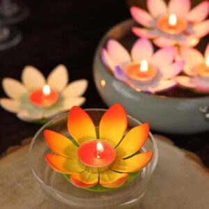 efavormart 10 pack | 5" colorful water lily lotus flower floating candle lights, assorted tealight candle lanterns