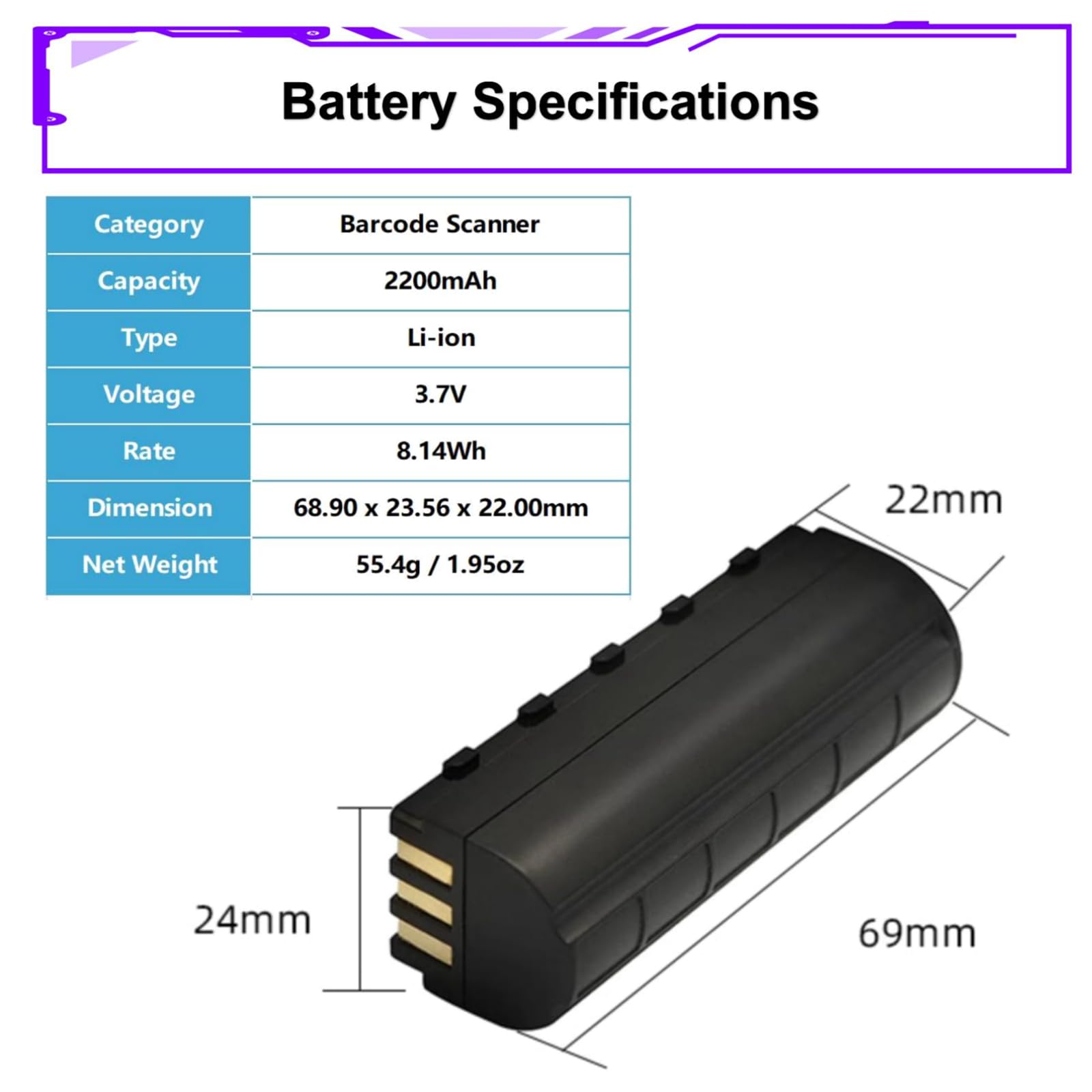 Youejoeq (2-Pack) 21-62606-01 Battery Replacement for Symbol LS3478 DS3478 LS3578 DS3578 XS3478, MT2000, MT2070, MT2090 BTRY-LS34IAB00,KT-BTYMT-01R Barcode Scanner Battery