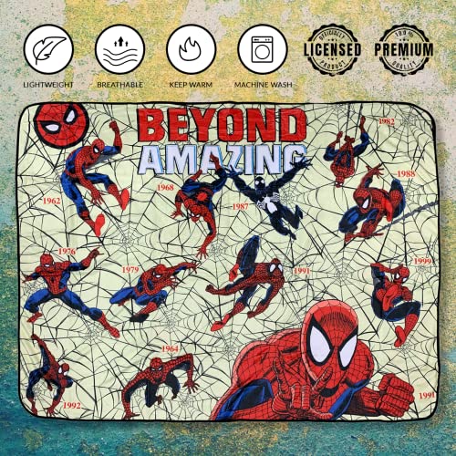 Marvel Spider-Man Beyond Amazing 60th Flannel Fleece Throw Super Soft Lightweight Fleece Blanket 45 x 60 Inches