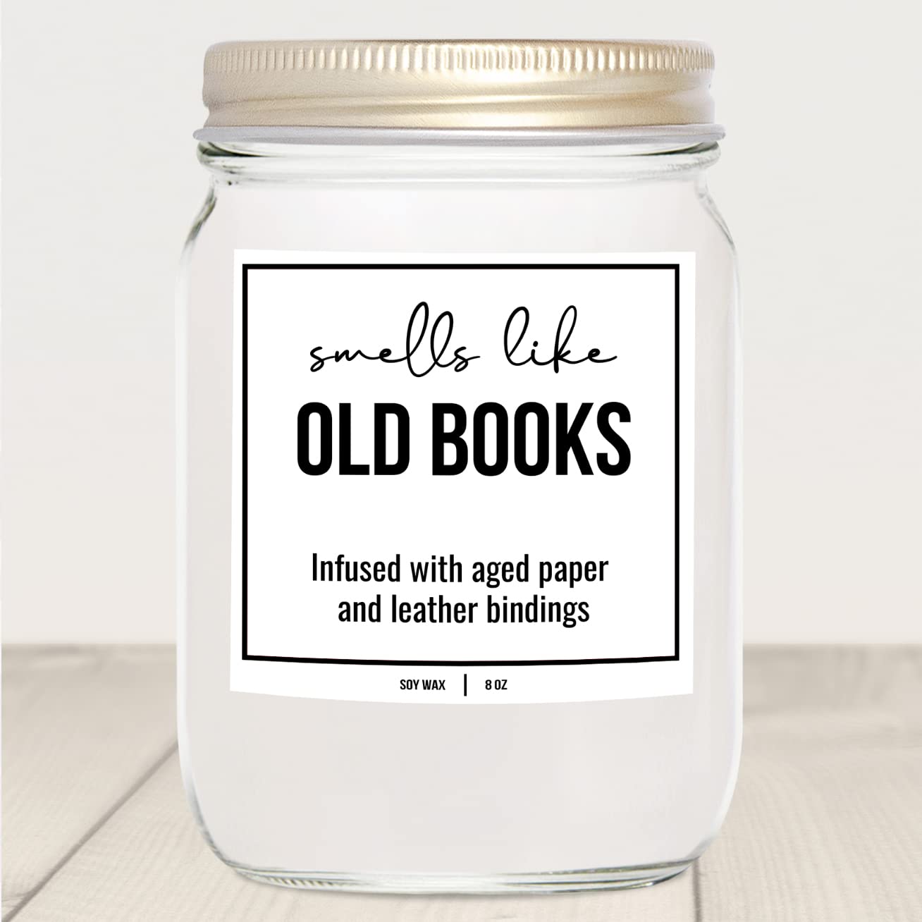 YouNique Designs Book Lovers Candle - White Soy Candles for Home Scented Book Lovers Gifts for Women, Funny Book Candles Gifts for Women, 8 oz, Old Books Scented Candles