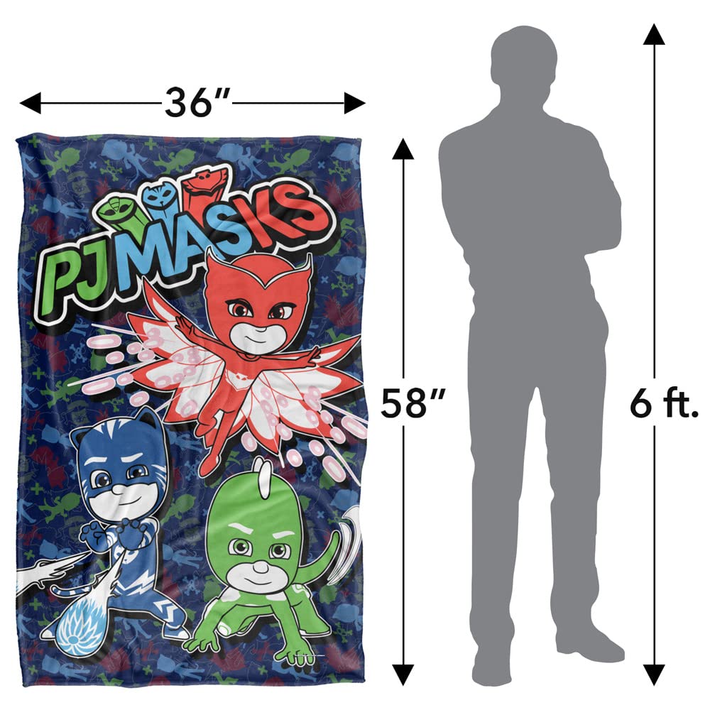 LOGOVISION PJ Masks PJ Group Attack Kids Silky Touch Blanket, 36" x 58"