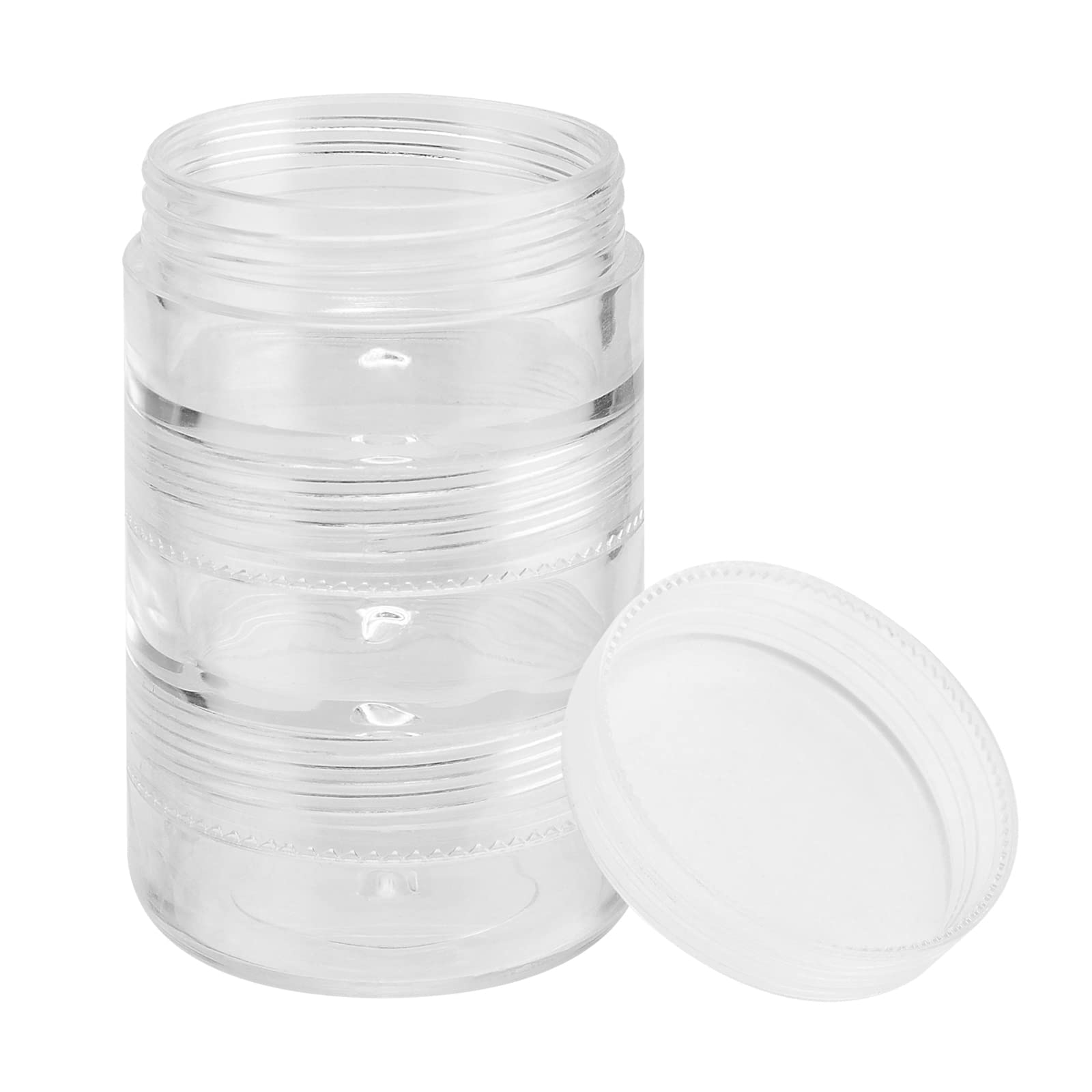 PINGEUI 10 Sets 6 Layer Small Stackable Containers,8ml Plastic Round Stackable Containers, Clear Cylindrical Jewelry Storage Organizer with Lids for Beads, Buttons, Crafts, and small items