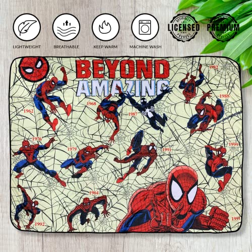 Marvel Spider-Man Beyond Amazing 60th Flannel Fleece Throw Super Soft Lightweight Fleece Blanket 45 x 60 Inches