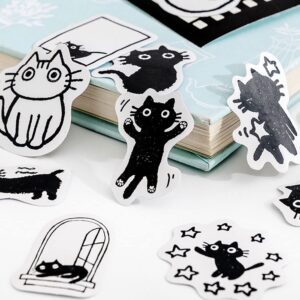 Obujopal Small Cute Cat Stickers for Scrapbooking Bullet Journal DIY Decoration Journaling Planners Suitcase Diary Notebooks, Album Laptop Phone Case Art Craft, 45 Designs…