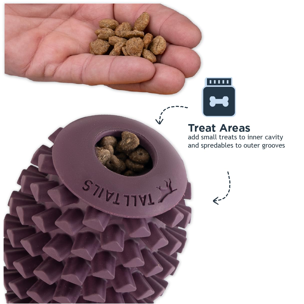 Tall Tails Natural Rubber Pinecone Reward Toy for Dogs Toy - Use with Spreadable Treats and Kibble