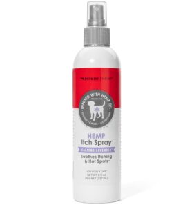 petkin hemp anti itch spray for dogs and cats – with hemp oil & calming lavender extract, 8 fl oz – reduce itching, hot spots and skin irritation – soothes, calms & conditions