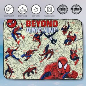 Marvel Spider-Man Beyond Amazing 60th Flannel Fleece Throw Super Soft Lightweight Fleece Blanket 45 x 60 Inches