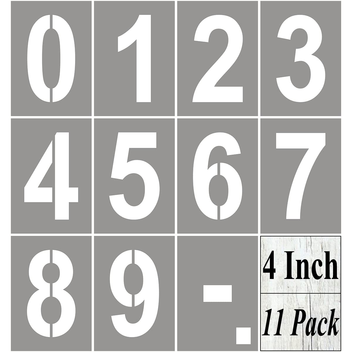 4 Inch Large Number Stencils for Painting - 11 Pack Number Stencil Templates for Curb Address, Cakes, Cookies, Mailboxes and Crafts, Reusable House Numbers Stencils for Wood Signs & Cement Wall Art