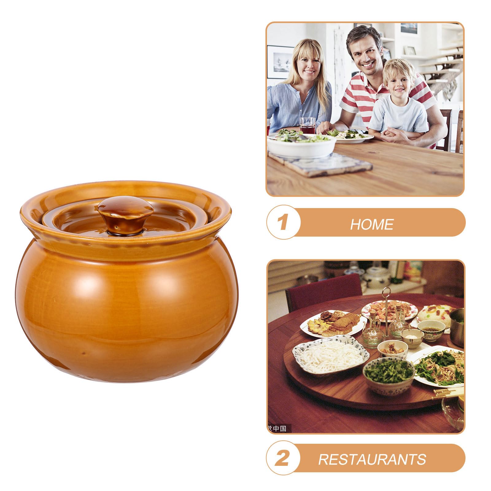 Yardwe Ceramic Stew Pot with Lid, 500ml Traditional Clay Stockpots Ceramic Stewing Soup Pot for Stew Chicken Soup Steam Vegetables and Corn or Cooking Food