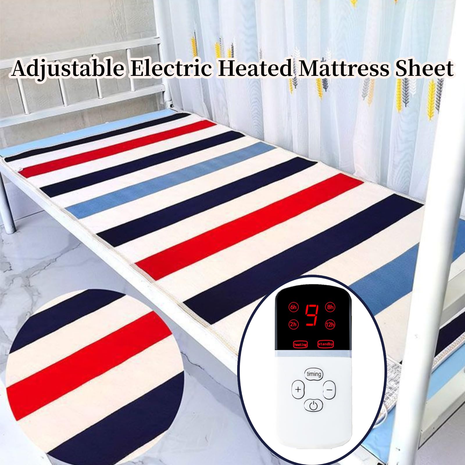 Electric Heating Sheet Heated Mattress Pad Automatic Thicken Single Control Temperature Electric Blanket Electric Heated Mattress Sheet for Full Bed (US Plug 110V 150x80cm /