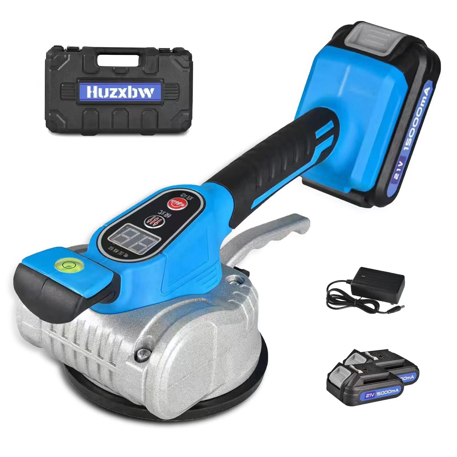 Tile Vibration Machine for Installation Tool - Tiling Vibrator Handheld,Tiling Suction Cup for Leveling Handheld Vibrator 12-Speed Adjustable 21V 15000 mAh 24000r/min