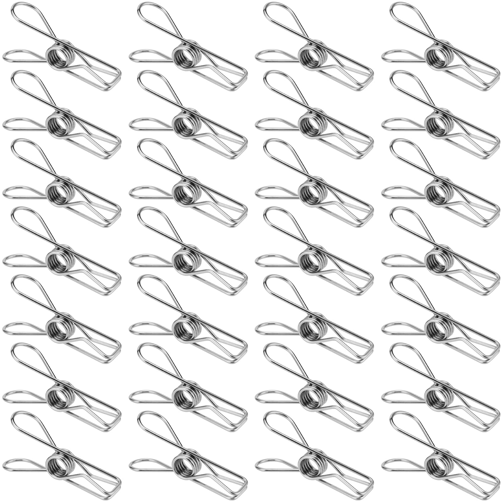 HOZEON 100 Pack 2.36 Inches Stainless Steel Clothespins, Metal Clothes Pins, Bulk Clothes Pins Small Wire Clips Drying Pegs Hanging Clip Clamps for Clothesline, Food Bag, Photos, Silver